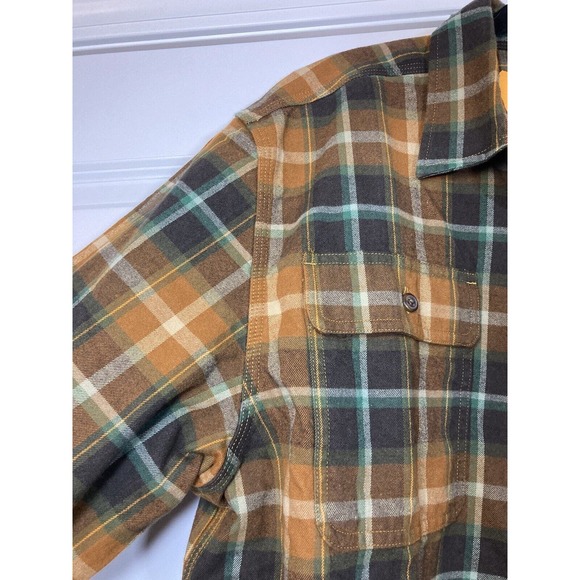 Carhartt Loose Fit Heavyweight Flannel Plaid Green Orange Shirt Mens L Tall NWT - Picture 5 of 9